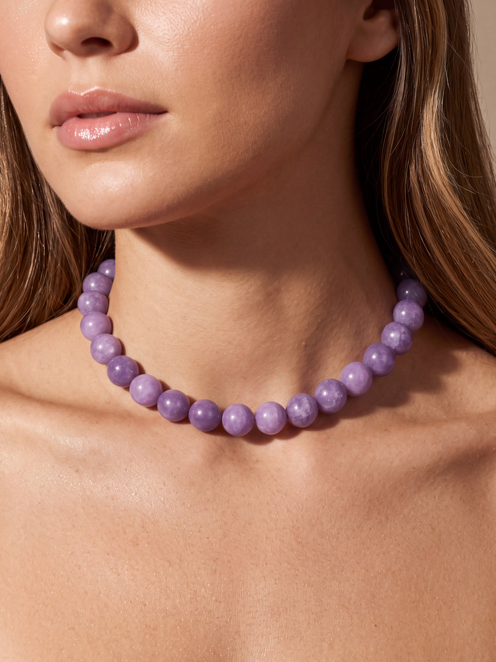 Choker Bolitas Piedra Natural 12 mm