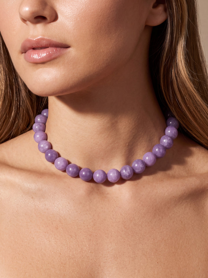 Choker Bolitas Piedra Natural 12 mm