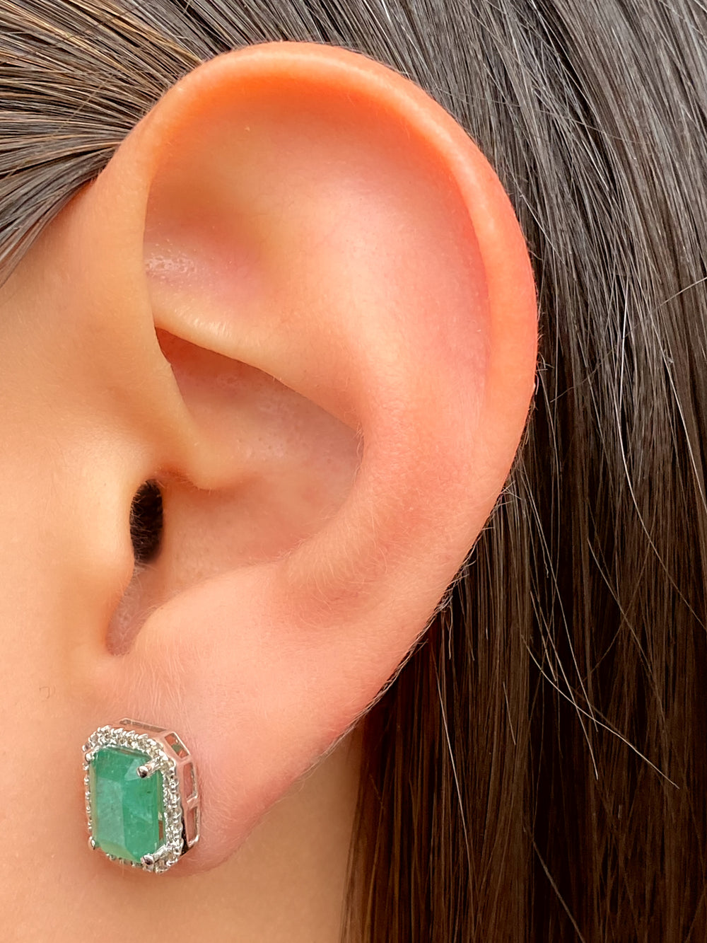 Par Arete Baguette Esmeralda Diamante 0.25 Ct