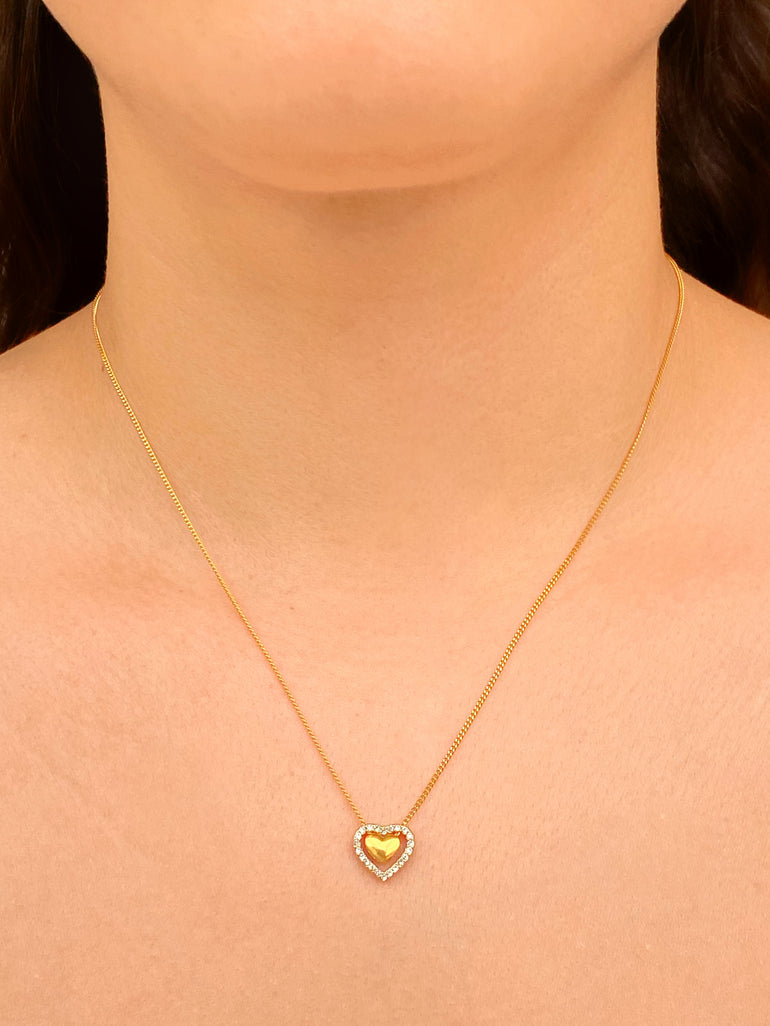 Collar Con Dije Corazon Contorno Zirconias