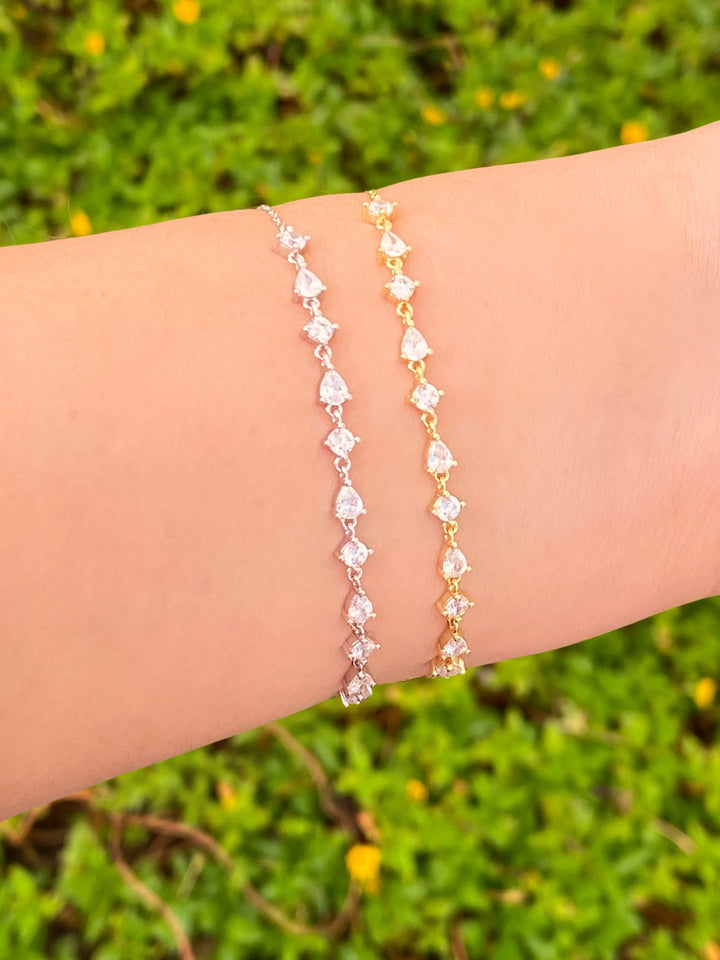 Pulsera Con Zirconias Gota y Redondas