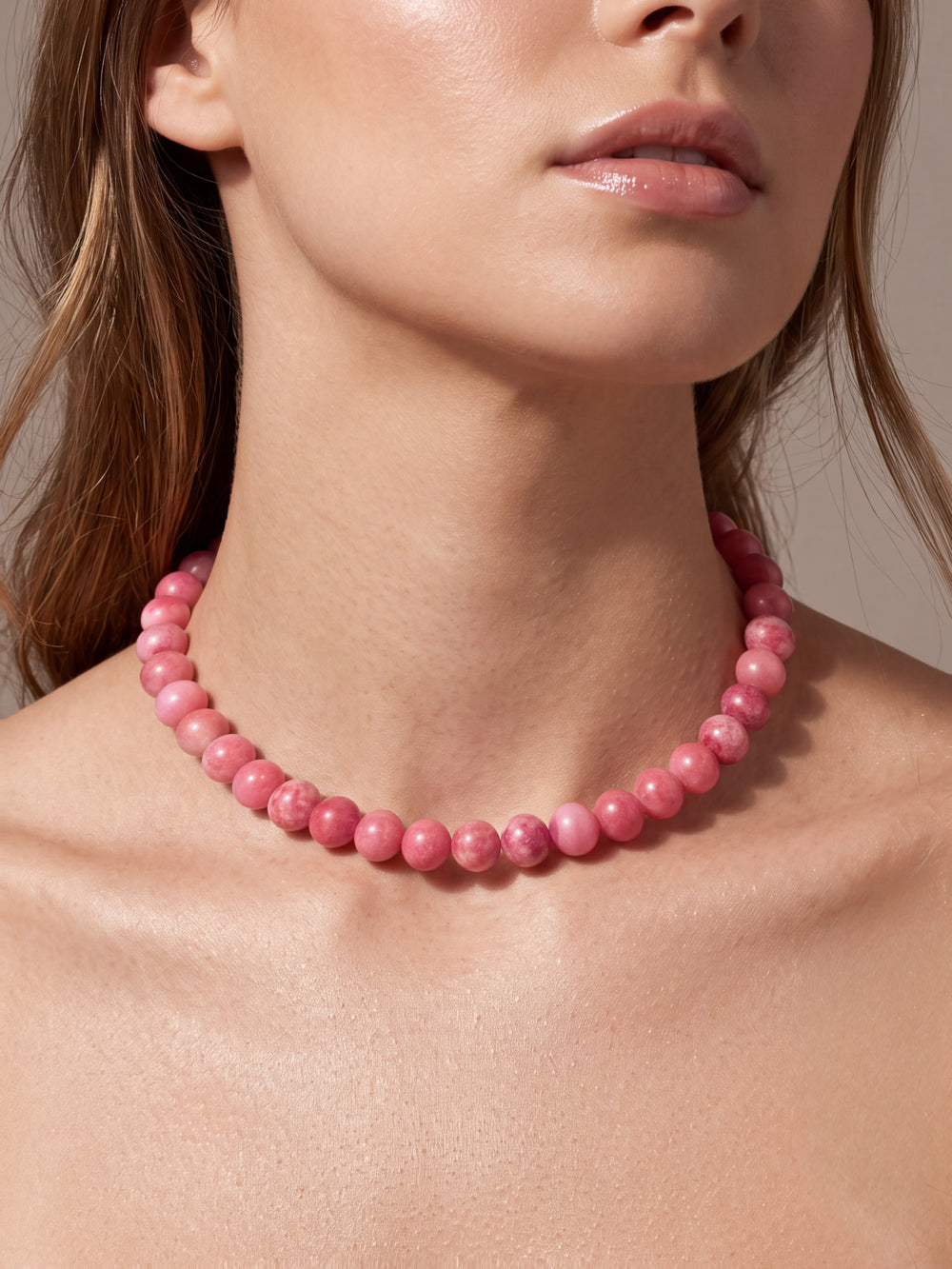 Choker Bolitas Piedra Natural 10 mm