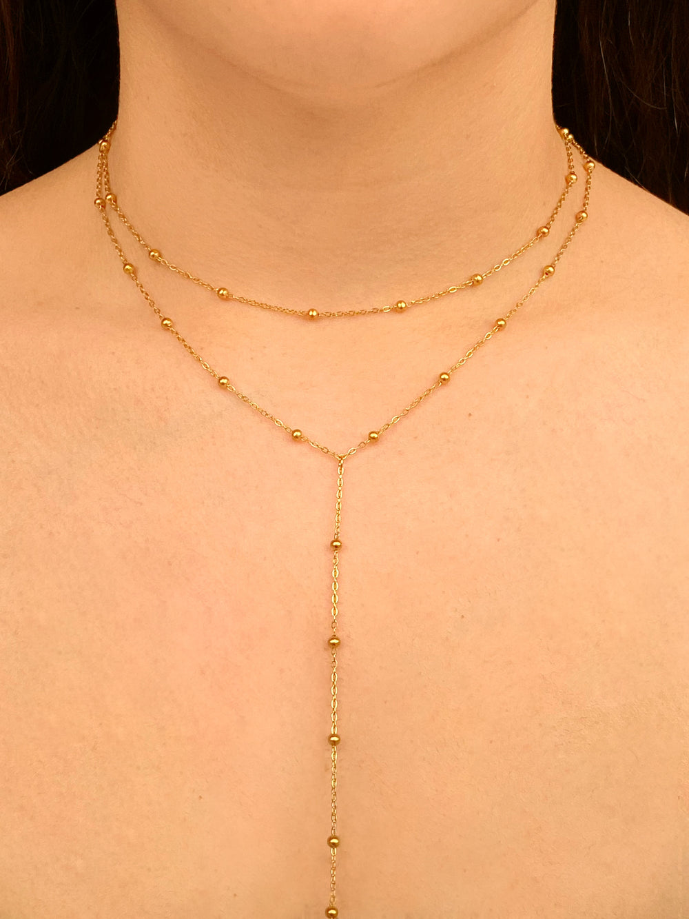 Collar Doble Corbatin Con Bolitas