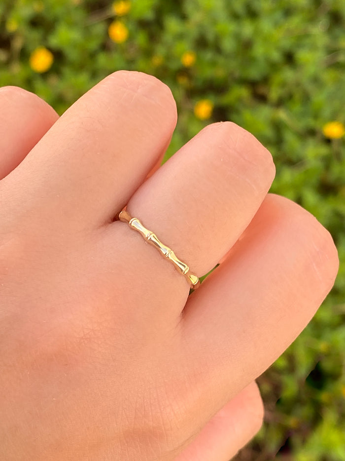 Anillo Estilo Bambu Oro 10K