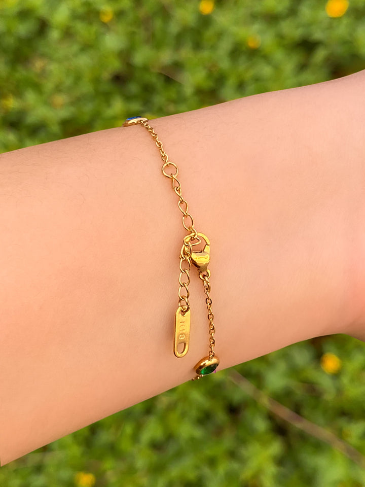 Pulsera Con Zirconias Redondas De Colores