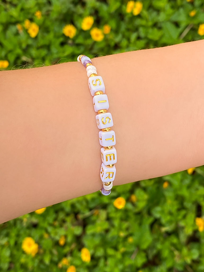Pulsera Sister Con Piedra Lila