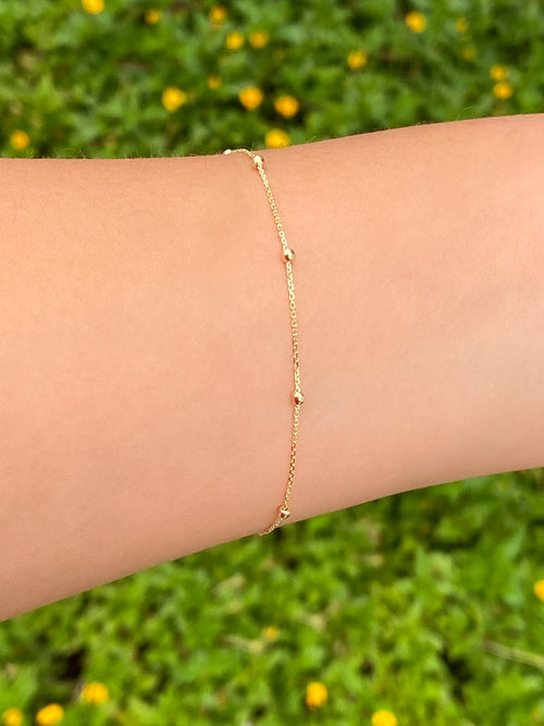 Pulsera Mini Bolitas Oro 14k