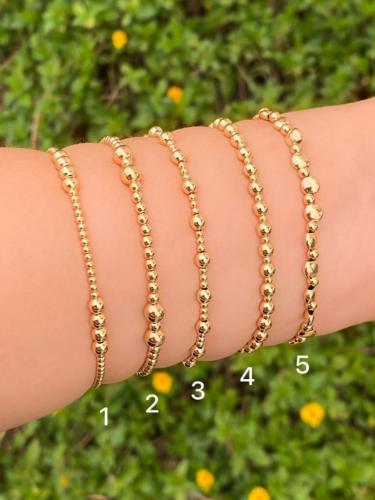 Pulseras Bolitas Intercaladas Gold Filled