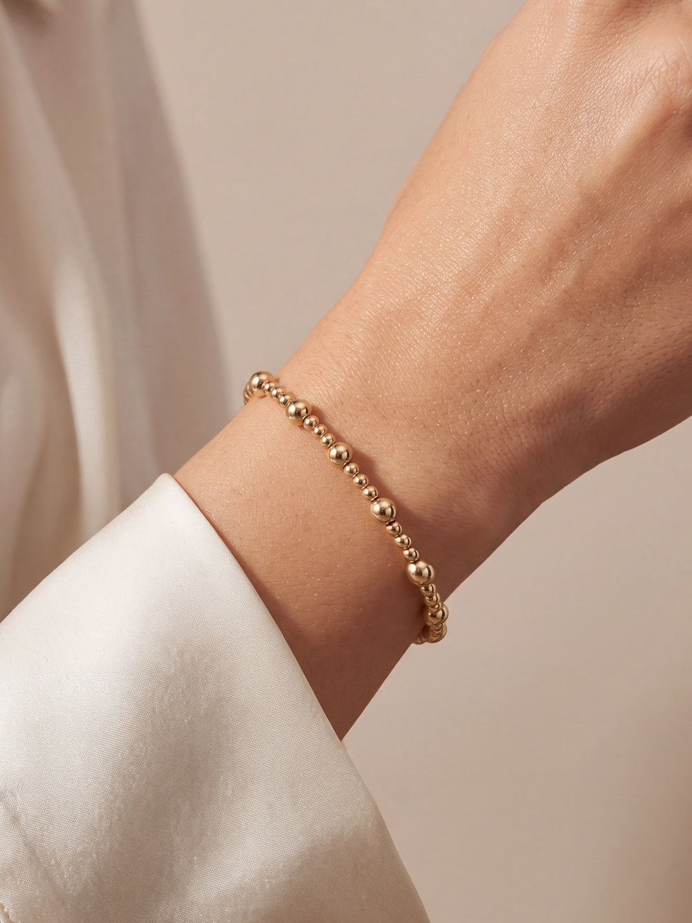Pulseras Bolitas Intercaladas Gold Filled 2 mm y 4 mm