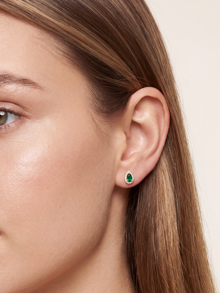 Par Arete Mini Gota Verde Zirconias