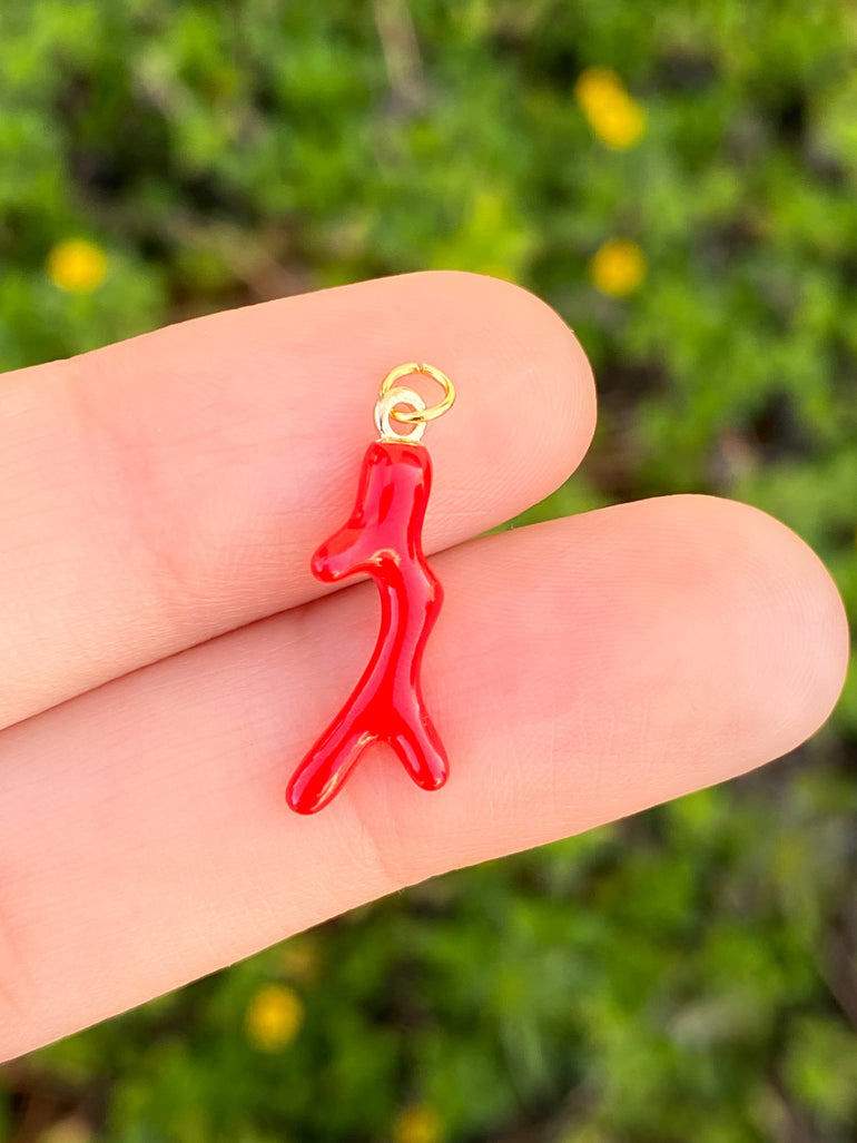 Dije Coral Rojo Delgado