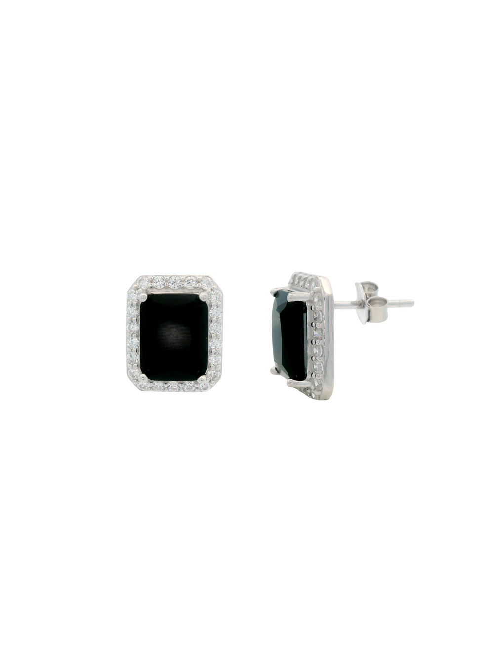 Par Arete Piedra Rectangular Con Zirconias