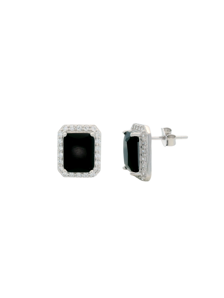 Par Arete Piedra Rectangular Con Zirconias