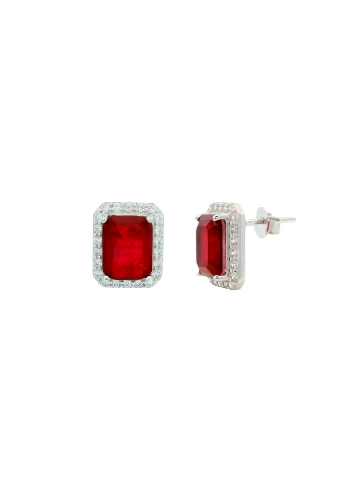 Par Arete Piedra Rectangular Con Zirconias