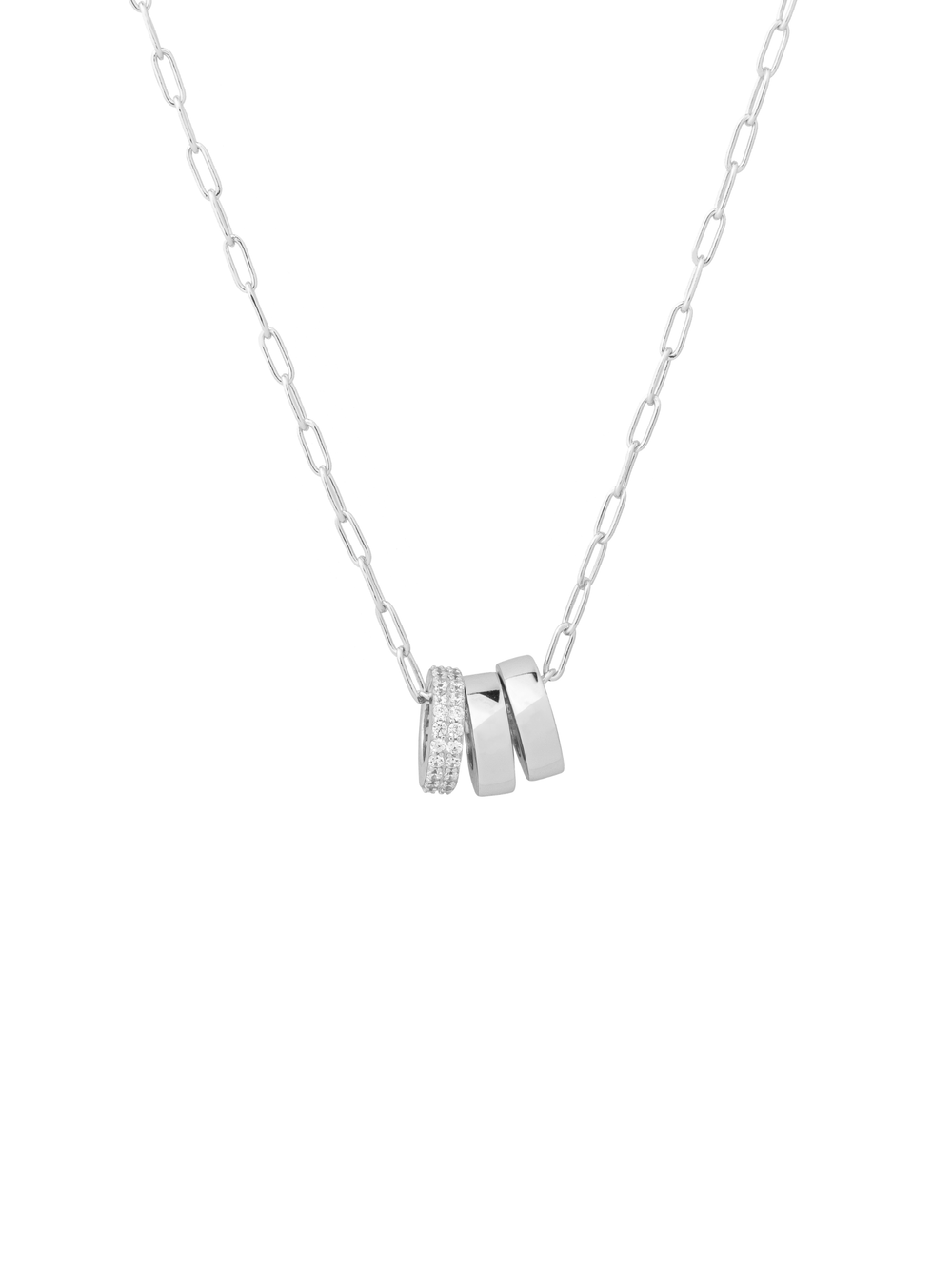 Collar 3 Aros Combinados Lisos y Zirconias