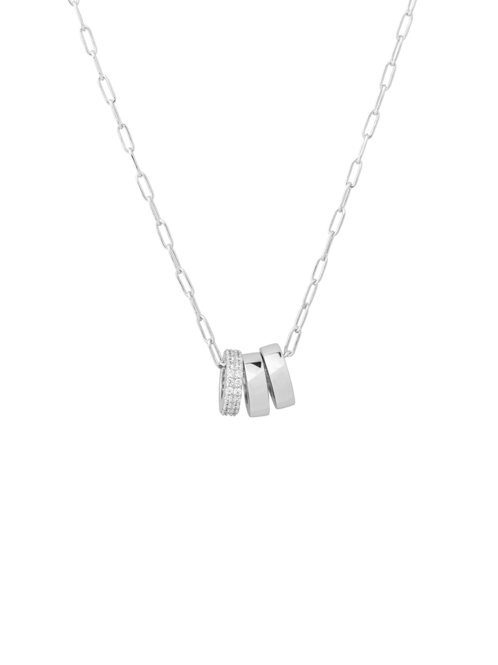 Collar 3 Aros Combinados Lisos y Zirconias