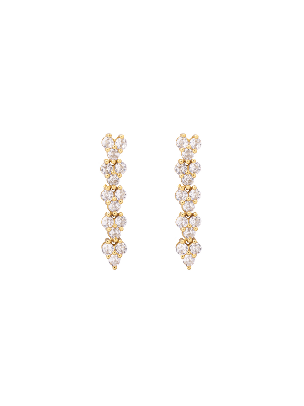 Par Arete Tira Trébol Con Zirconias