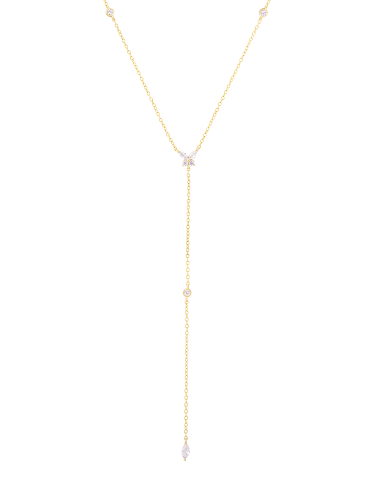 Collar Corbatin Mariposa Zirconias