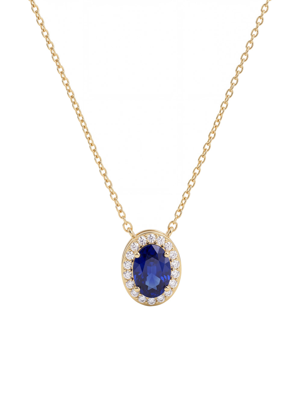 Collar Ovalo Con Zirconia Azul