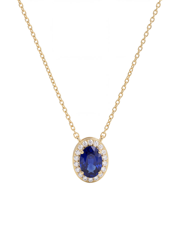 Collar Ovalo Con Zirconia Azul