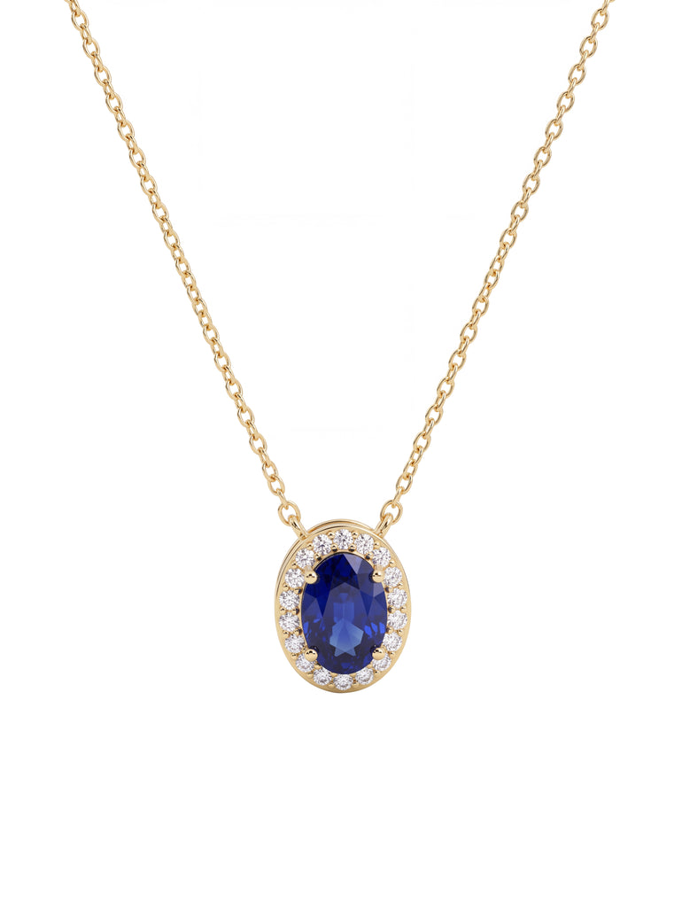 Collar Ovalo Con Zirconia Azul
