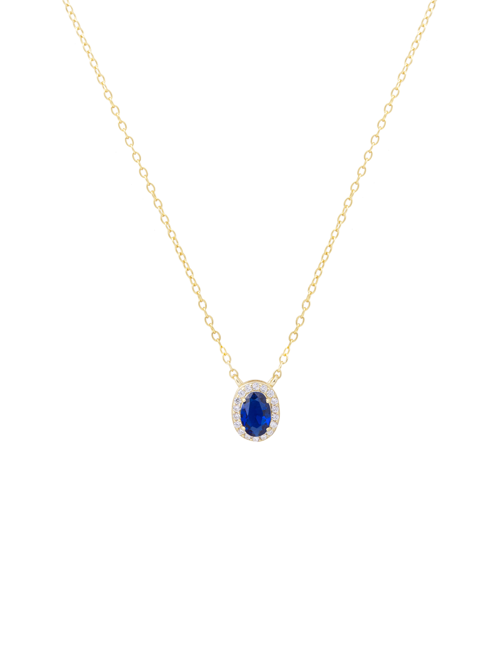 Collar Ovalo Con Zirconia Azul