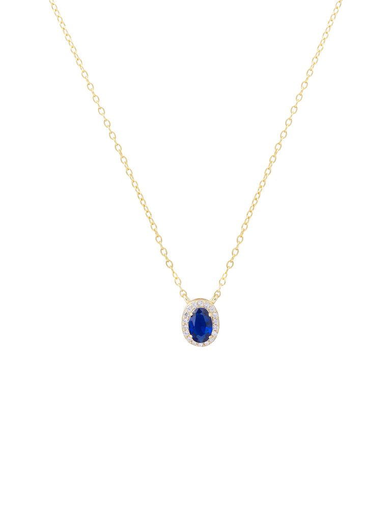 Collar Ovalo Con Zirconia Azul