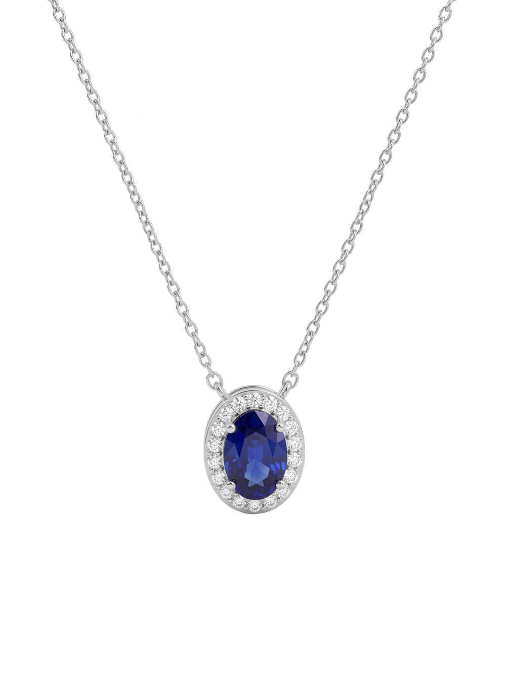 Collar Ovalo Con Zirconia Azul