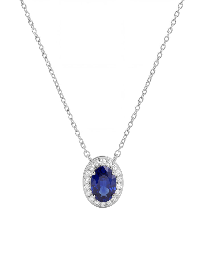 Collar Ovalo Con Zirconia Azul