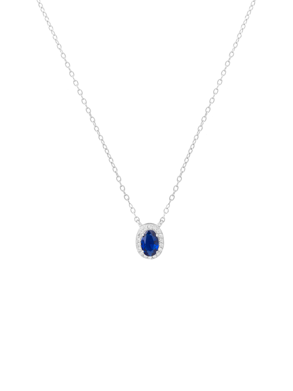 Collar Ovalo Con Zirconia Azul
