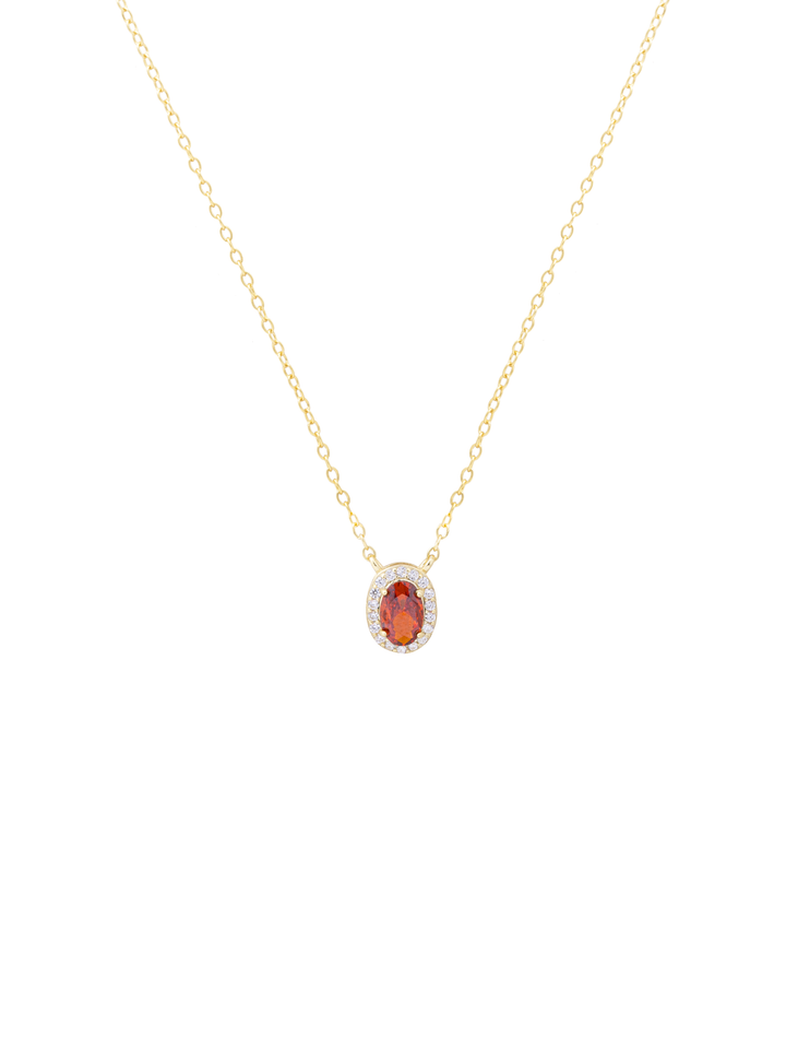 Collar Ovalo Con Zirconia Roja
