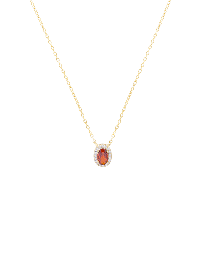 Collar Ovalo Con Zirconia Roja