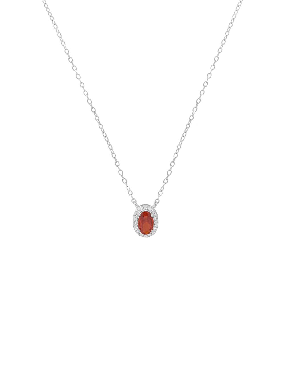 Collar Ovalo Con Zirconia Roja