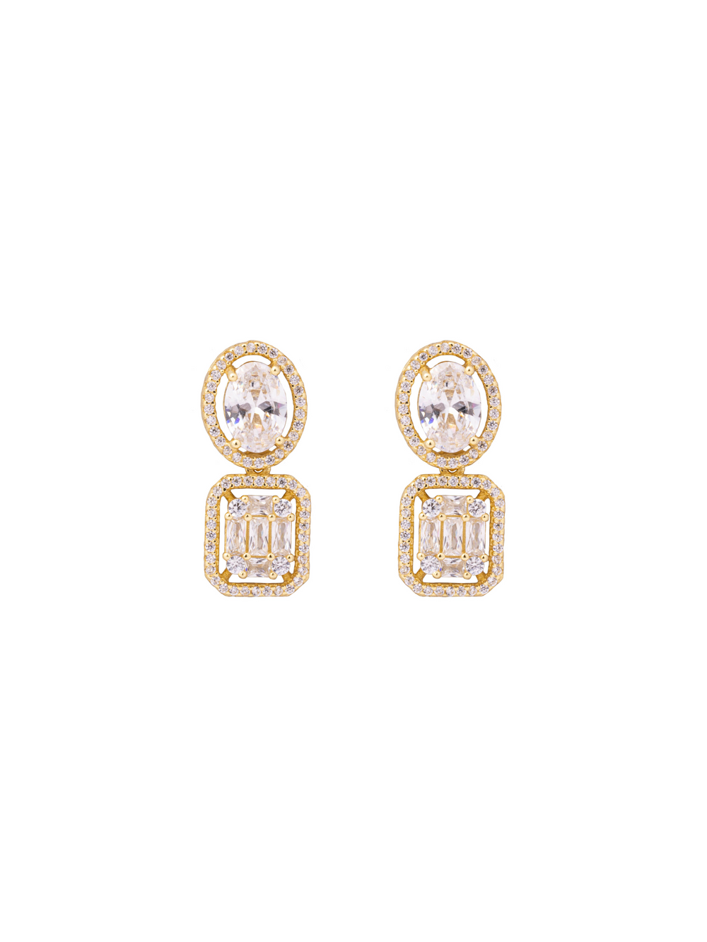 Par Arete Ovalado Con Rectangulo Zirconias