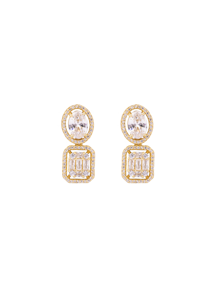 Par Arete Ovalado Con Rectangulo Zirconias