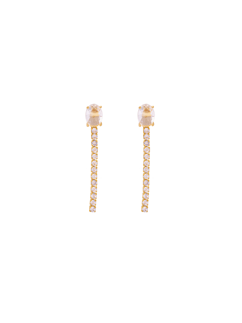 Par Arete Zirconia Ovalada Con Tira