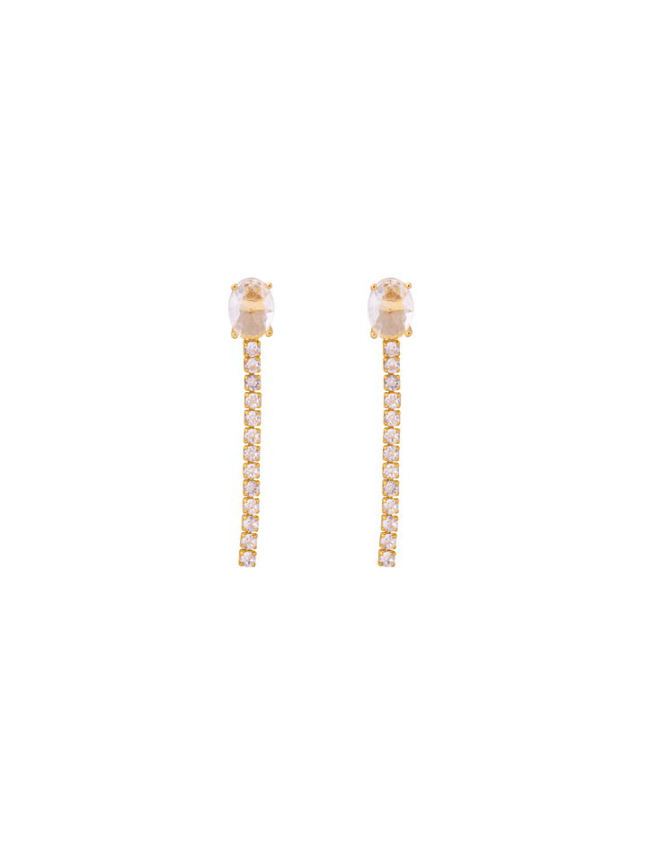 Par Arete Zirconia Ovalada Con Tira