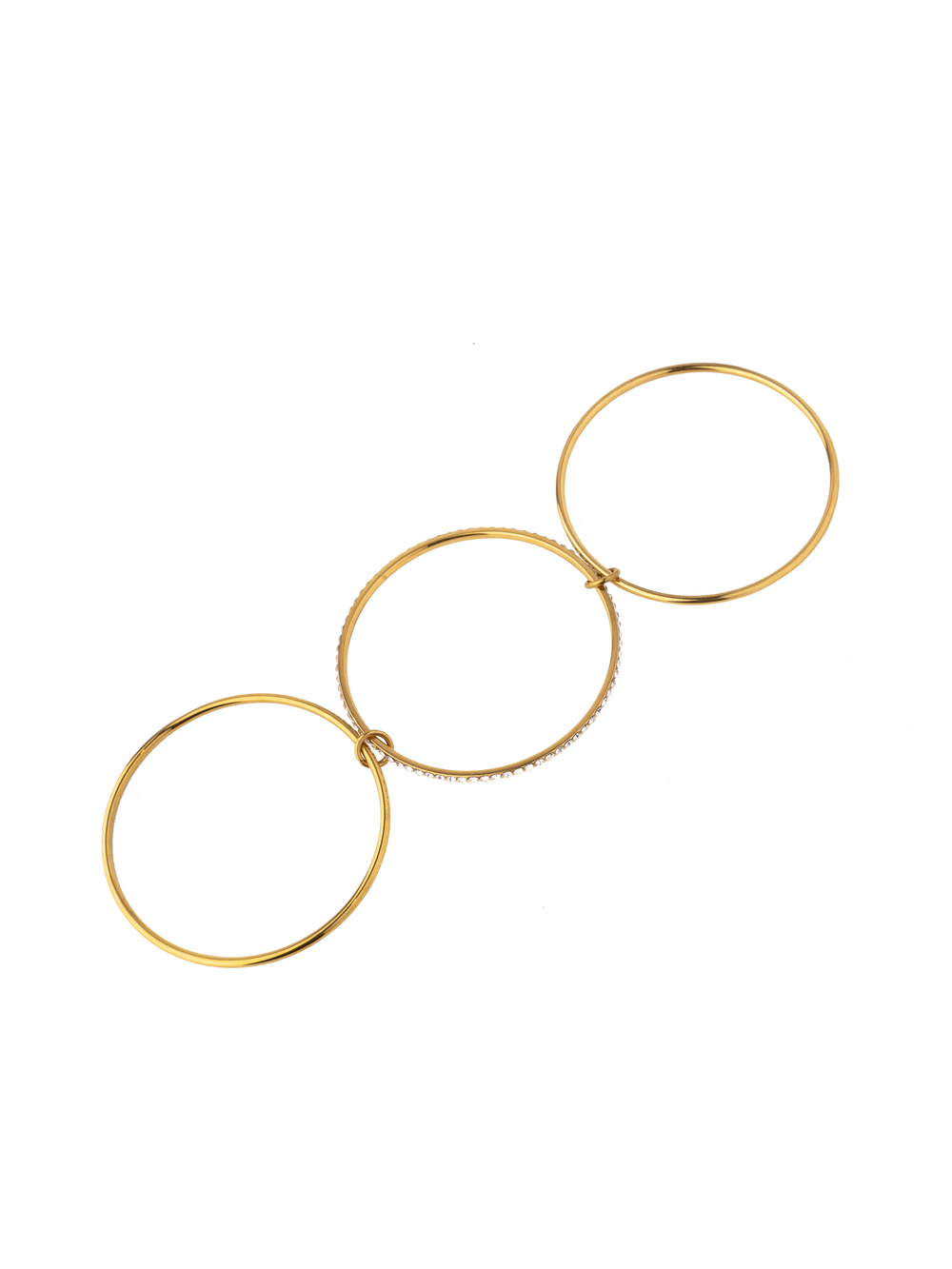 Brazalete Cerrado Triple Dorado Con Zirconias