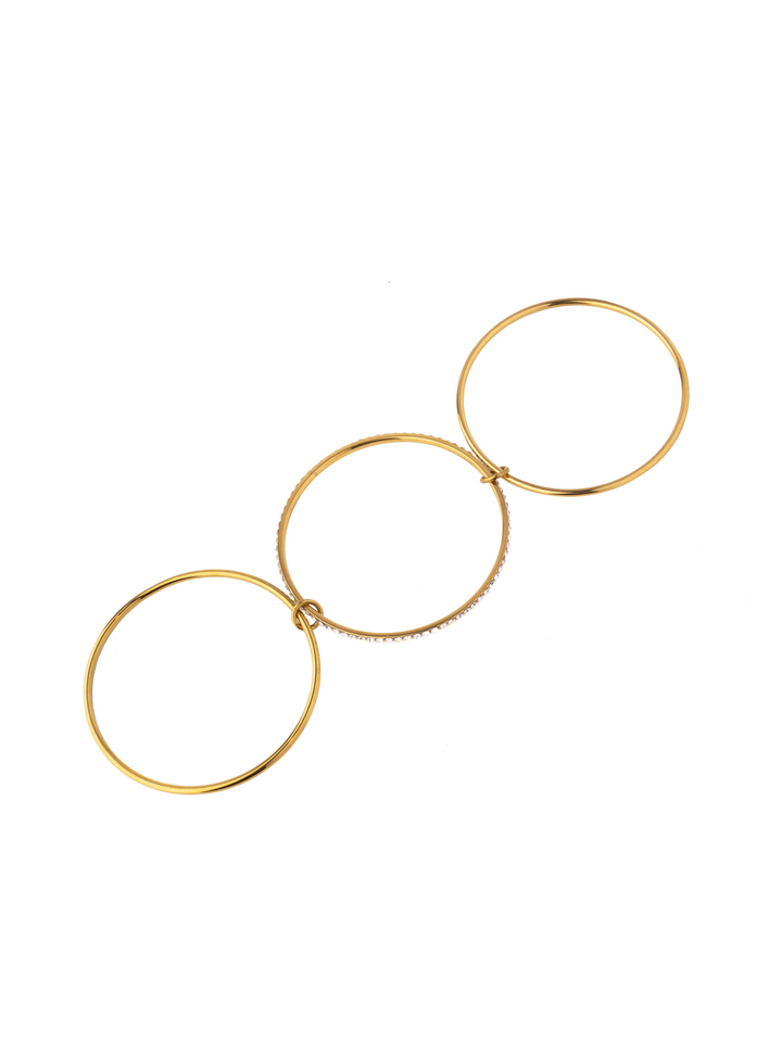 Brazalete Cerrado Triple Dorado Con Zirconias