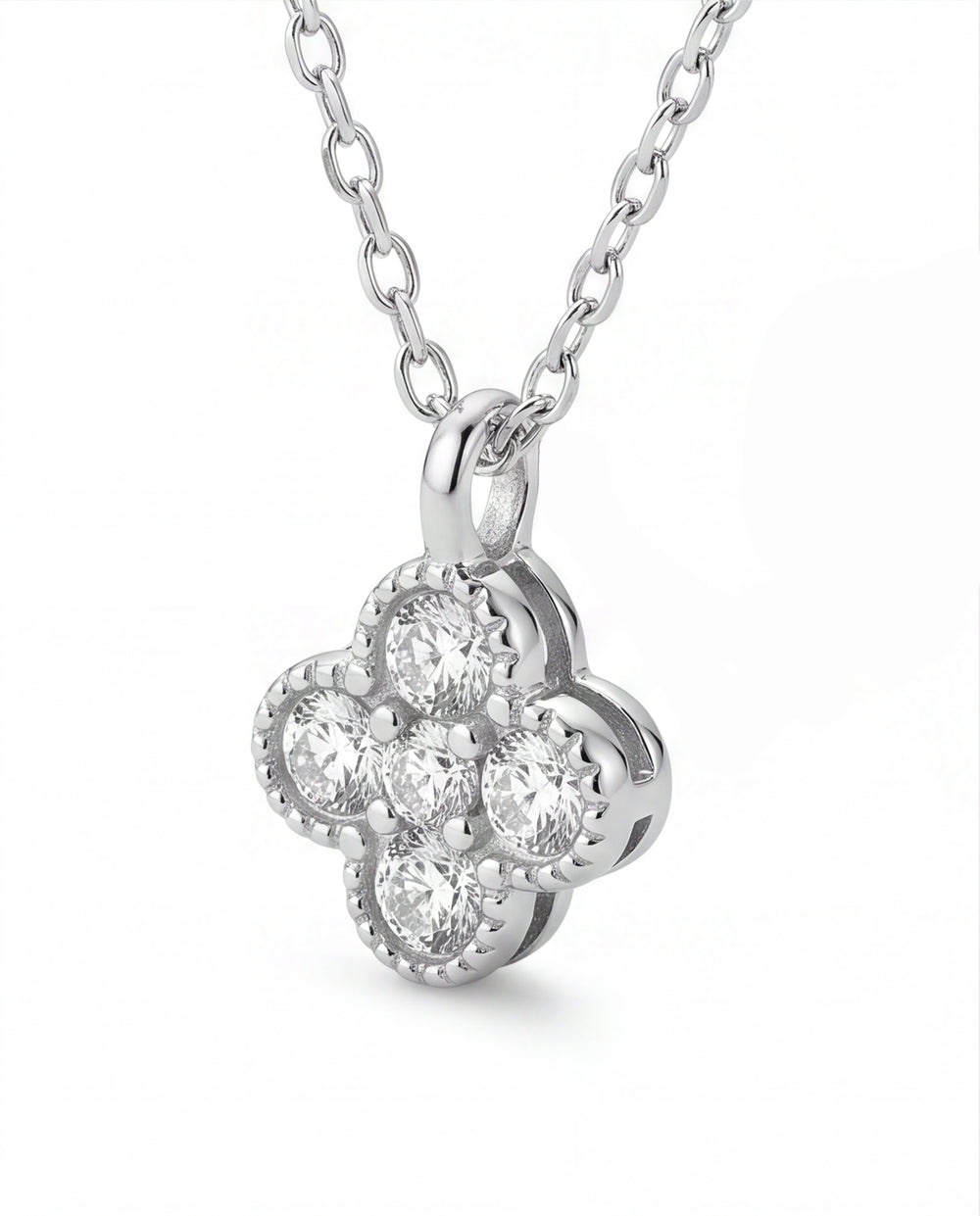 Collar Dije Trebol Moissanita 0.26 CT