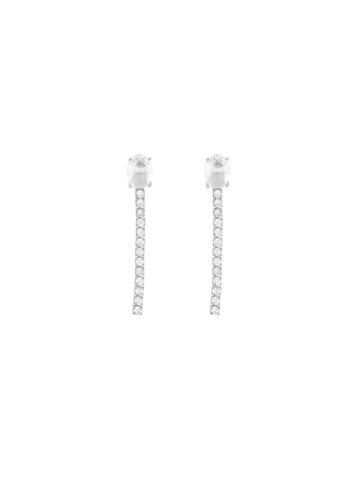 Par Arete Zirconia Ovalada Con Tira