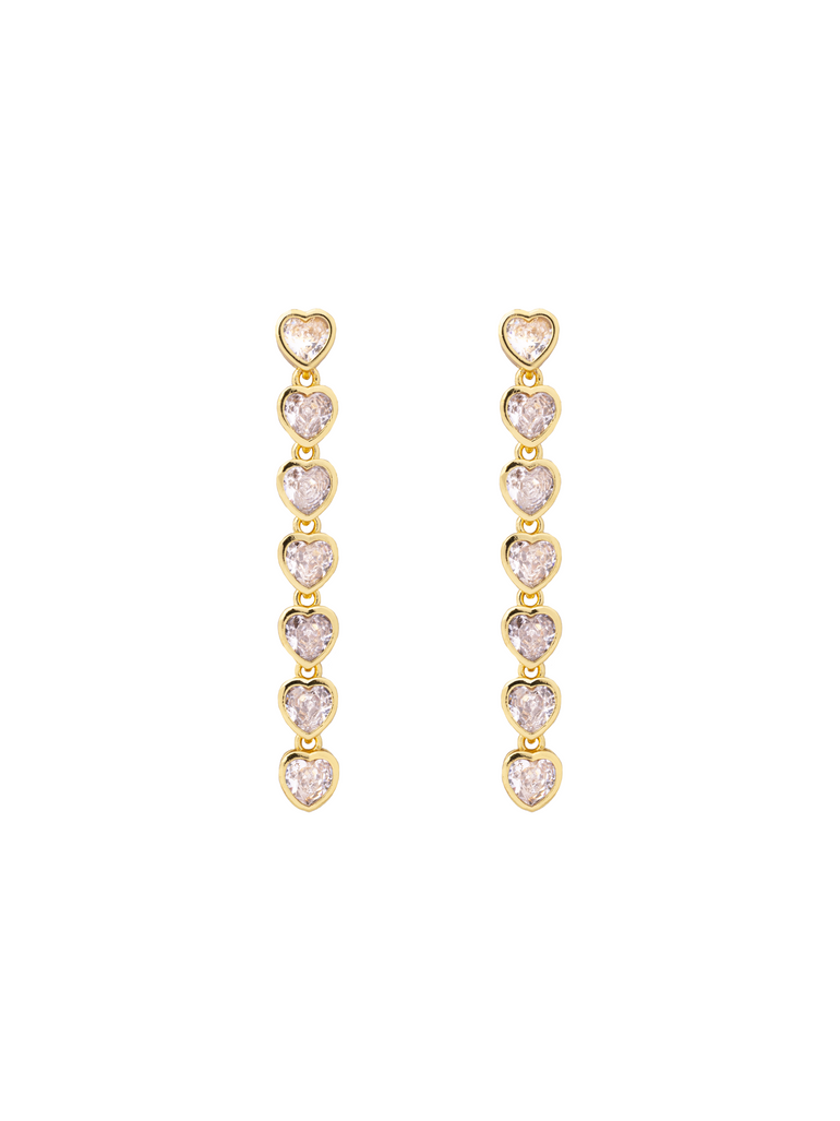 Par Arete Tira Corazones Zirconia