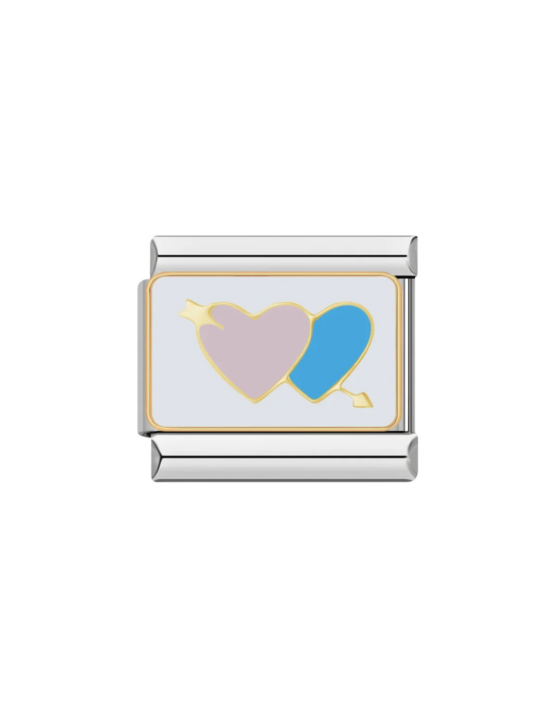 Charm Doble Corazon Con Flecha