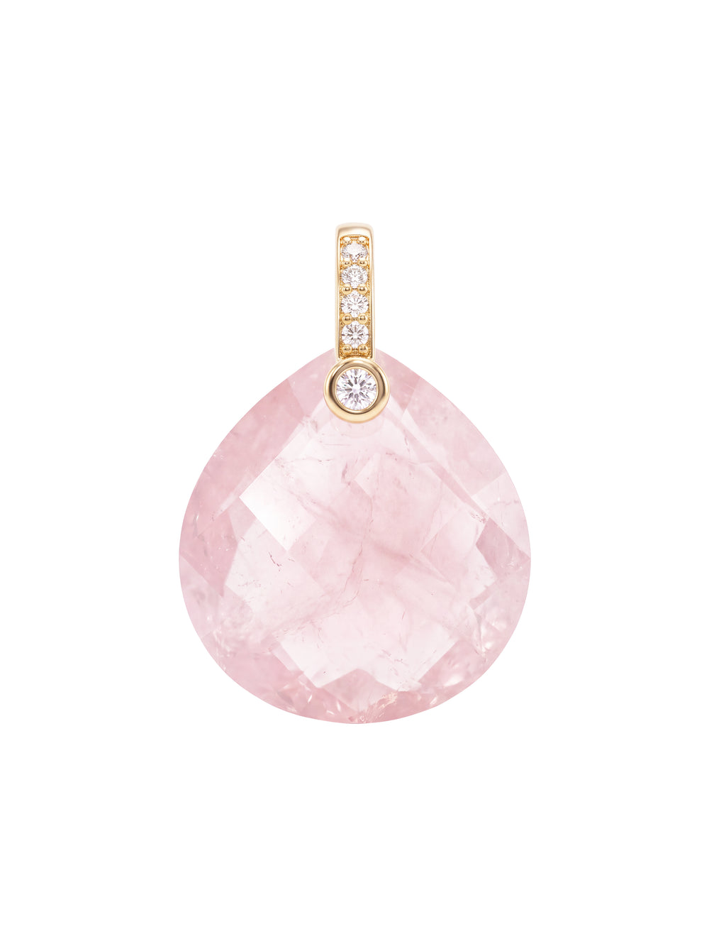 Collar Gota Ancha Piedra Cuarzo Rosa A Beneficio Cruz Rosa