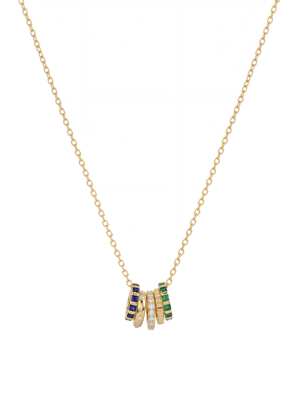Collar Con Aros Zirconias De Colores