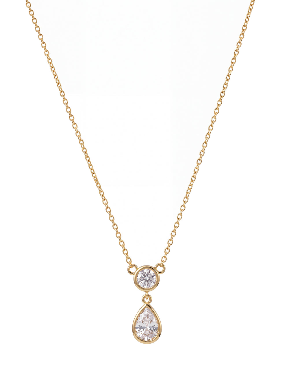 Collar Dije Zirconia Redonda y Gota