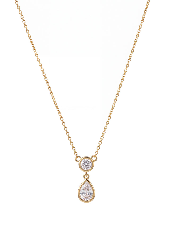 Collar Dije Zirconia Redonda y Gota
