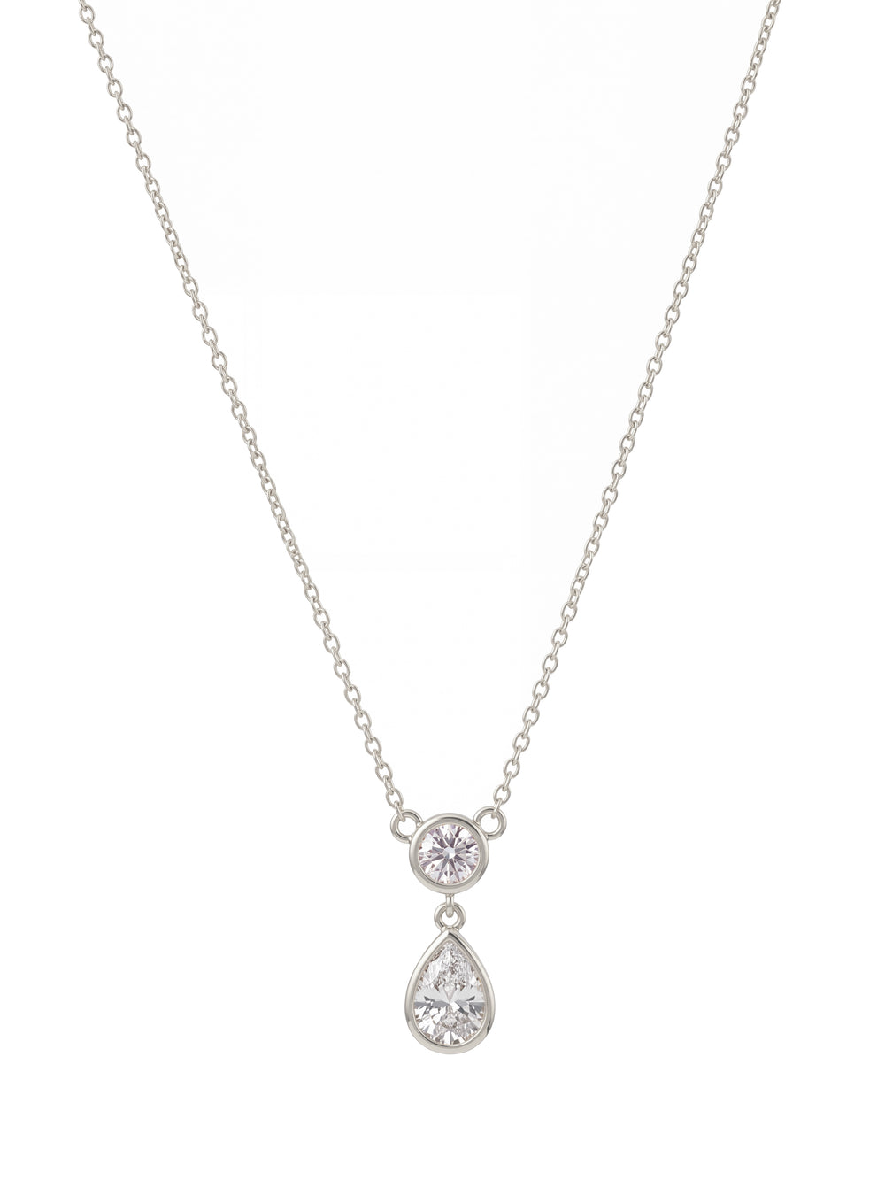 Collar Dije Zirconia Redonda y Gota
