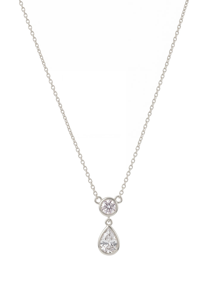 Collar Dije Zirconia Redonda y Gota
