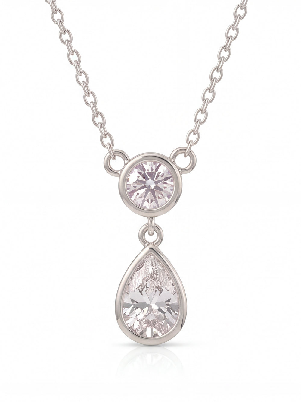 Collar Dije Zirconia Redonda y Gota
